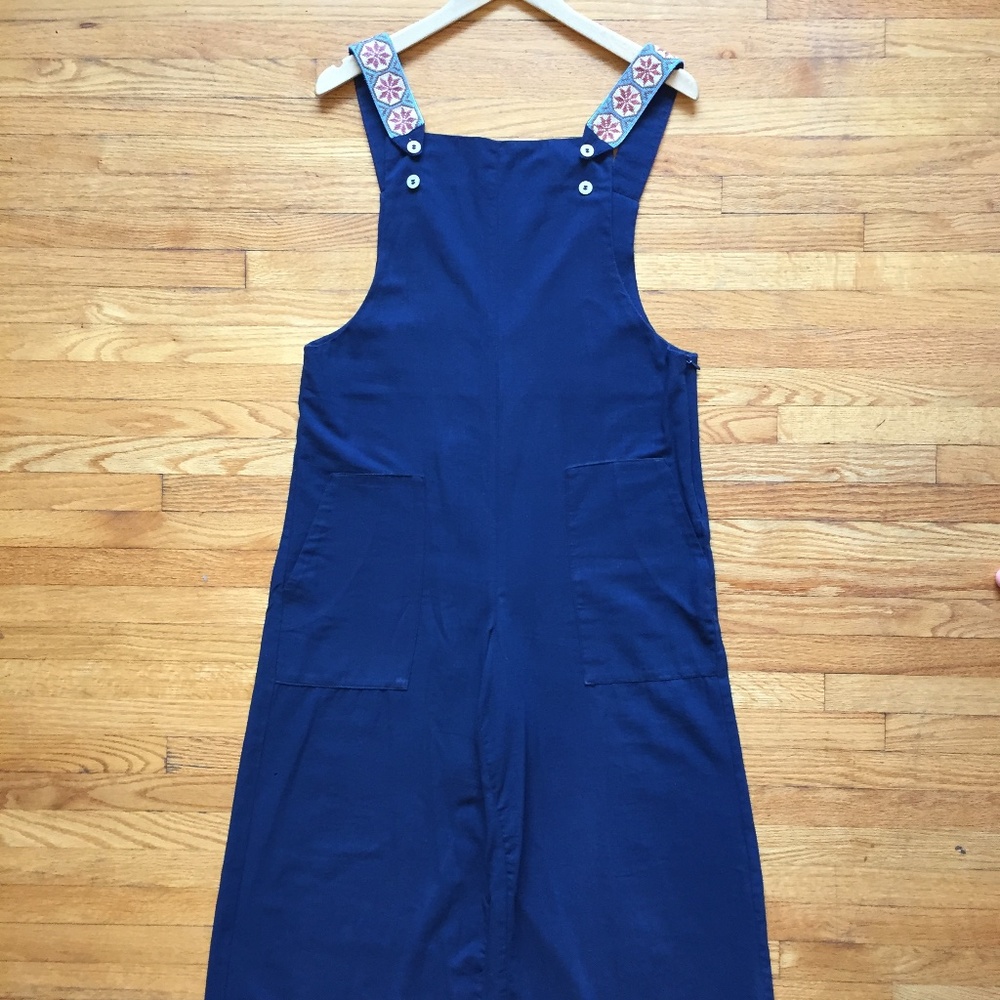 Fuego Azul Mexican Blue Linen Overalls